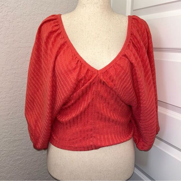 Zara Textured Balloon Puff Sleeve Top - Picture 1 of 11